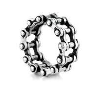 KUTCEK Vintage Hollow-Out Hommes Acier Inoxydable Chaîne Anneau Unisexe Mode Bijoux Multicolore Punk Gothique Cadeau pour Lui, 12, Acier titane