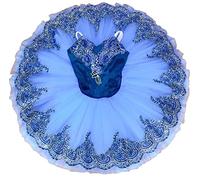 Kuteng Ballet Professionnel Tutu Filles Plateau crêpe Tutu Ballerine Robe de soirée Ballet Danse Costume,Bleu,130CM
