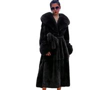 Kuteng Manteaux à col en Fourrure d'hiver pour Femmes, Manteau en Fausse Fourrure pour Femmes Manteau Long Chaud, vêtements d'extérieur Amples et décontractés pour Femmes,Noir,3XL