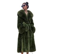 Kuteng Manteaux à col en Fourrure d'hiver pour Femmes, Manteau en Fausse Fourrure pour Femmes Manteau Long Chaud, vêtements d'extérieur Amples et décontractés pour Femmes,Vert,3XL