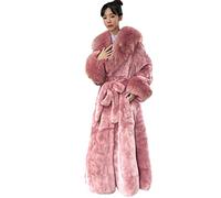 Kuteng Manteaux à col en Fourrure d'hiver pour Femmes, Manteau en Fausse Fourrure pour Femmes Manteau Long Chaud, vêtements d'extérieur Amples et décontractés pour Femmes,Rose,3XL