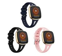 KUTEWEU Bracelet Compatible avec Fitbit Versa 4/Versa 3 Watchband, Silicone de Montres en Réglable de Remplacement Strap pour Fitbit Sense 2/Sense Smartwatch Accessoires (Bleu+Noir+Rose)