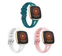 KUTEWEU Bracelet Compatible avec Fitbit Versa 4/Versa 3 Watchband, Silicone de Montres en Réglable de Remplacement Strap pour Fitbit Sense 2/Sense Smartwatch Accessoires (Cyan+Blanc+Rose)