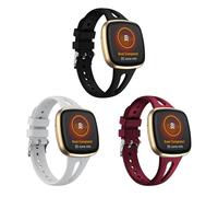 KUTEWEU Bracelet Compatible avec Fitbit Versa 4/Versa 3 Watchband, Silicone de Montres en Réglable de Remplacement Strap pour Fitbit Sense 2/Sense Smartwatch Accessoires (Noir+Gris+Rouge)