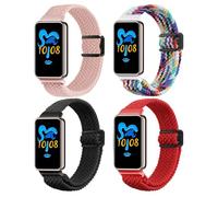 KUTEWEU Bracelet Compatible avec Huawei Honor Band 10/9, Nylon Tressés élastique de Strap Sport avec Boucle Magnétique Bracelets pour Huawei Honor Band 10 9 Smartwatch (Rose+Arc-En-Ciel+Noir+Rouge)