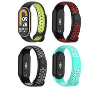 KUTEWEU Bracelet Compatible avec Xiaomi Band 8 Watchband, Silicone de Montres en Réglable de Remplacement Strap pour Xiaomi Band 8 Smartwatch Accessoires (Noir Jaune+N oir Rouge+Noir Gris+Vert Blanc)