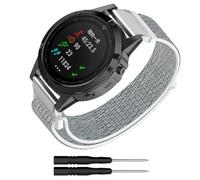 KUTEWEU Bracelet pour Fenix 7X/Fenix 7X Pro Bande, 26mm Nylon Sport Bracelet pour Garmin Epix Pro 51mm/Fenix 6X Pro/Fenix 5X Plus/Fenix 3/Fenix 3 HR/Descent Mk1 Mk2 Mk2i/Fenix 7X Solar (Blanc Gris)