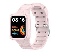 KUTEWEU Bracelet pour Xiaomi Poco Watch, Silicone Sport Remplacement Bande avec Etui de Protection pour Mi Poco Watch/Redmi Watch2/Mi Watch Lite2, Bracelet Réglable pour Femmes et Hommes (Rose)