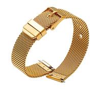 KUTEWEU Bracelets de Montre en Maille d'acier Inoxydable pour Hommes et Femmes, Bracelets de Montre en Maille à dégagement Rapide pour 10mm 12mm 14mm 16mm 18mm 20mm 22mm Watch (16mm, Or)