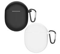 KUTEWEU Coque pour Google Pixel Buds Pro,Silicone étui Housse Transport avc Carabiner, Étui Housse Ultra Mince Portable Antichoc Etui pour Google Pixel Buds Pro Earphone (Noir+Blanc)