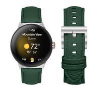 KUTEWEU Cuir Argent Boucle Bracelet pour Google Pixel Watch 3 41mm Montres, Bracelets de Remplacement Band Messieurs Dames Business Strap pour Google Pixel Watch 2/1 SmartWatch Accessoires (Vert)