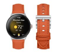 KUTEWEU Cuir Argent Boucle Bracelet pour Google Pixel Watch 3 41mm Montres, Bracelets de Remplacement Band Messieurs Dames Business Strap pour Google Pixel Watch 2/1 SmartWatch Accessoires (Orange)