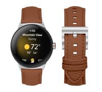 KUTEWEU Cuir Argent Boucle Bracelet pour Google Pixel Watch 3 41mm Montres, Bracelets de Remplacement Band Messieurs Dames Business Strap pour Google Pixel Watch 2/1 SmartWatch Accessoires (Marron)