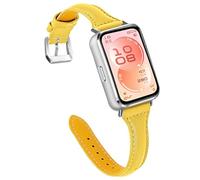 KUTEWEU Cuir Bracelet Compatible avec Huawei Band 11 Pro Montres, Bracelets de Remplacement Band Messieurs Dames Business Strap pour Huawei Band 11 Smartwatch Accessoires (Jaune)