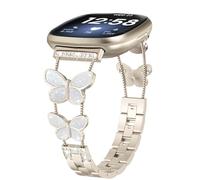 KUTEWEU Métal Bracelet Compatible avec Fitbit Versa 4/Versa 3 Strap, Femme Acier Inoxydable Bracelets de Remplacement Watchband pour for Fitbit Sense 2/Sense Smartwatch Accessoires (Beige)