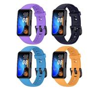 KUTEWEU Watchband Compatible avec Huawei Band 8, Silicona Bracelets de Remplacement Strap Sport Bande Fitness Bracelet Bracelets pour Huawei Band 8 Smartband Accessoires (Violet+Bleu Ciel+Bleu+Jaune)