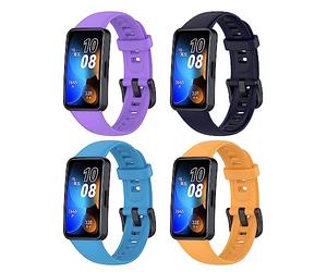 KUTEWEU Watchband Compatible avec Huawei Band 8, Silicona Bracelets de Remplacement Strap Sport Bande Fitness Bracelet Bracelets pour Huawei Band 8 Smartband Accessoires (Violet+Bleu Ciel+Bleu+Jaune)