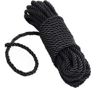 KuTi Kai Corde tout usage 8 mm 10 m de long, solide, multifonctionnelle, souple, 100 % nylon, corde naturelle torsadée durable, longue corde (noir)