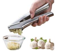 KUTO Garlic Press Stainless Steel Mincer & Crusher,Professional Efficient Square Hole Design,Easy Squeeze Easy Clean with Cleaning Brush, Dishwasher Safe