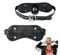 Kutocesy Baillon de Bouche en Cuir Réglable Noir Soft Ball Gag Strap BDSM Bondage Erotique Fetish Sex Toys for Couples