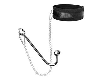 Kutocesy BDSM Sex Bondageset Attaches Avec Crochet Anal,Collier Réglable Buttplug Anal Hook Bondage Restraints Esclave Extrême SM Fétiche Jouets Sexuels Pour Couples (Black)