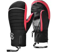 KUTOOK Gants de Ski Homme Femme Hiver Cuir de Chèvre Imperméable Coupe-Vent Chauffant en Cuir Ski Snowboard Randonnée(Noir Rouge,XXL)