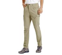 KUTOOK Pantalons Cargo Homme Randonnee Extérieur Respirant Pants Confort Toutes Saisons Jogging Sport de Plein Air Long Pants Multi Poches Kaki M