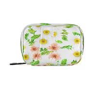 Kutsu Boîte à pilules portable avec marguerites et fleurs de pêche - Organiseur de voyage pour huile de poisson et supplément vitaminé