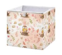 Kutsu Boîte de rangement pliable en forme de chouette forestière, avec poignée, boîtes de rangement décoratives pour la maison