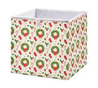 Kutsu Boîte de rangement pour couronne de Noël, bacs de rangement pliables avec poignée, boîtes de rangement décoratives pour la maison