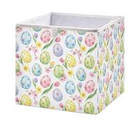 Kutsu Boîte de rangement pour œufs de Pâques colorés à l'aquarelle - Bacs de rangement pliables avec poignée - Boîtes de rangement décoratives pour la maison, 28 x 28 x 28 cm