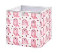 Kutsu Boîte de rangement rose motif lion de mer, bacs de rangement pliables avec poignée, boîtes de rangement décoratives pour la maison