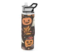 Kutsu Bouteille d'eau de sport de 946,2 ml, motif fantômes mignons - Bouteille d'eau étanche à large goulot avec paille, carafe d'eau sans BPA avec sangle amovible et poignée pour fitness, salle de