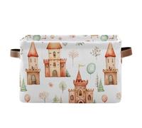 Kutsu Castles Lot de 1 bac de rangement rectangulaire pour étagères, panier de rangement avec double poignée, cubes de rangement pliables avec cadre en métal, pour la maison, la chambre à coucher