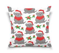 Kutsu Housse de coussin carrée décorative pour canapé, chambre à coucher, maison - Motif chiens de Noël - 45 x 45 cm