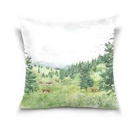 Kutsu Housse de coussin carrée décorative pour canapé, chambre à coucher, maison - Motif forêt de campagne - 40 x 40 cm