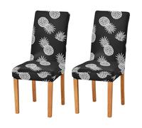 Kutsu Lot de 2 housses de chaise de salle à manger, lavables et extensibles, pour hôtel, cérémonie, banquet, fête de mariage - Motif ananas