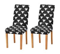 Kutsu Lot de 2 housses de chaise en forme de têtes de vache pour salle à manger, lavable, extensible, pour hôtel, cérémonie, banquet, fête de mariage