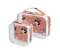 Kutsu Lot de 2 Trousses de Toilette imperméables en PVC Transparent avec Motif Chat dans Un Chapeau de Noël, Double Fermeture éclair, comme indiqué sur la Photo