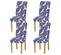 Kutsu Lot de 4 housses de chaise de salle à manger, extensibles, lavables et amovibles pour hôtel, cérémonie, banquet, fête de mariage
