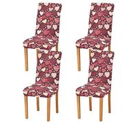 Kutsu Lot de 4 housses de chaise en forme de cœurs pour salle à manger, lavable, extensible, pour hôtel, cérémonie, banquet, fête de mariage