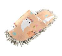 Kutsu Pantoufles fantômes avec couronnes florales pour nettoyage du sol, chaussons de nettoyage pour femmes et hommes, Comme indiqué sur la photo, Medium