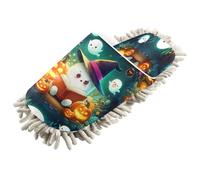 Kutsu Pantoufles mignonnes guimauves fantômes pour nettoyage du sol, chaussons de nettoyage pour femmes et hommes, Comme indiqué sur la photo, Large