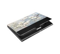 Kutsu Porte-cartes de visite en cuir et acier inoxydable avec motif fleurs blanches, pour cartes de visite, cartes de crédit, carte d'identité, pour homme et femme, Comme indiqué sur la photo