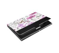 Kutsu Porte-cartes de visite en cuir et acier inoxydable avec motif floral et papillon pour cartes de visite, porte-cartes de visite, porte-cartes de crédit, carte d'identité, pour homme et femme,