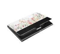 Kutsu Porte-cartes de visite en cuir et acier inoxydable - Motif fleurs des champs - Pour homme et femme, Comme indiqué sur la photo