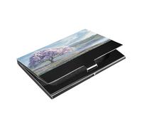 Kutsu Porte-cartes de visite en cuir et acier inoxydable pour cartes de visite, porte-cartes de visite, porte-cartes de visite, porte-cartes de crédit, carte d'identité, pour homme et femme, Comme