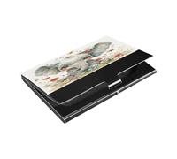 Kutsu Porte-cartes de visite en forme d'éléphant aquarelle, cuir et acier inoxydable, porte-cartes de visite, portefeuille fin pour cartes de crédit, carte d'identité, pour homme et femme, Comme