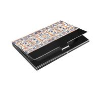 Kutsu Porte-cartes de visite ethnique tribal en cuir et acier inoxydable pour cartes de visite, porte-cartes de visite, porte-cartes de crédit, carte d'identité, pour homme et femme, Comme indiqué sur