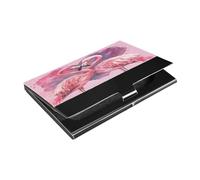 Kutsu Porte-cartes de visite flamant rose en cuir et acier inoxydable, porte-cartes de visite, portefeuille fin pour cartes de crédit, carte d'identité, pour homme et femme, Comme indiqué sur la photo